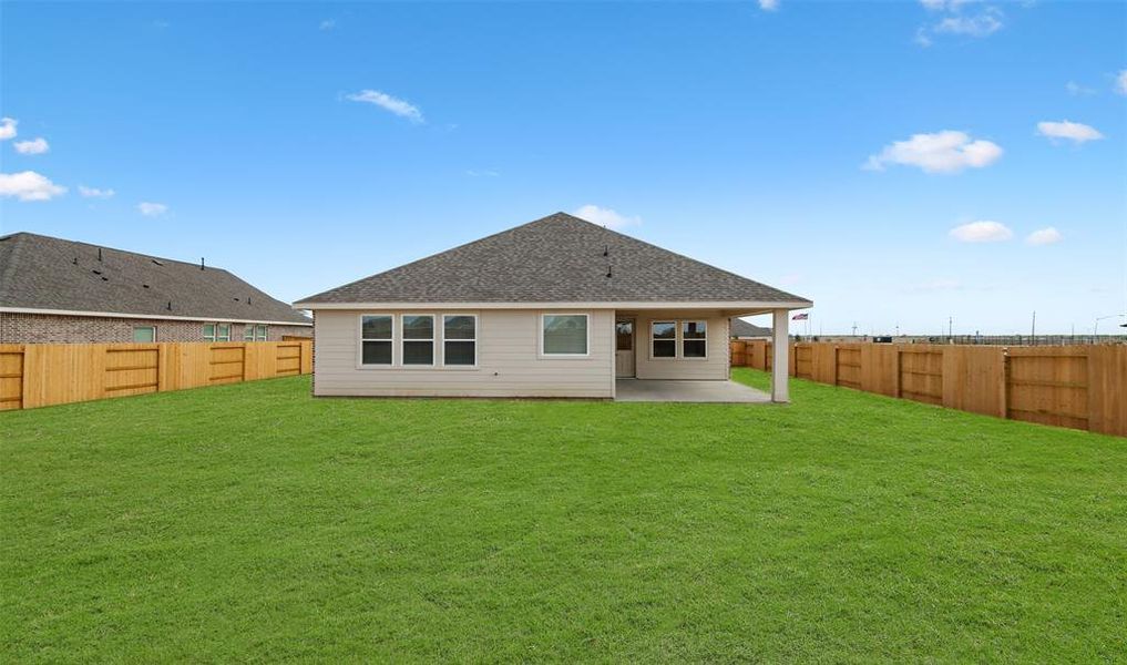 Covered patio in backyard