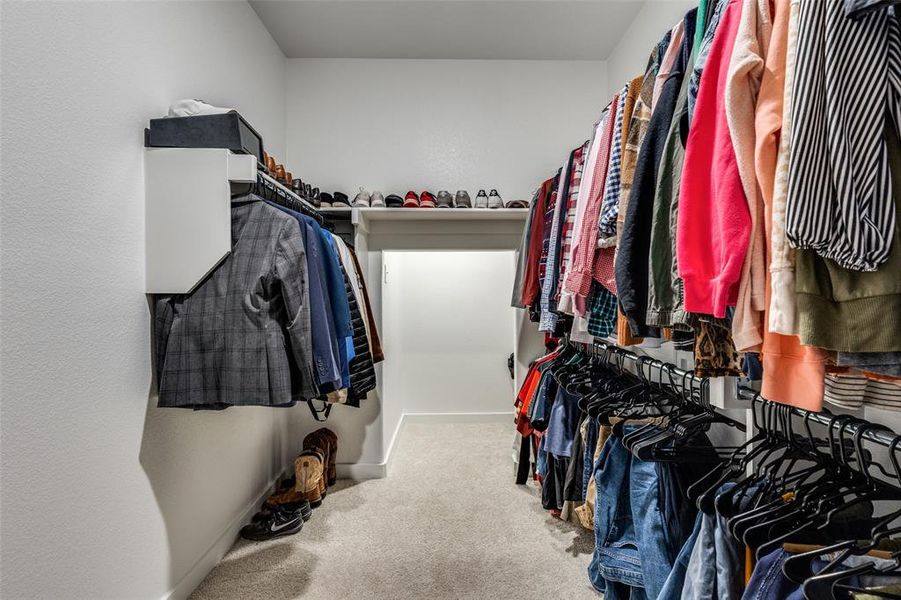 Primary bedroom closet with additional storage in back