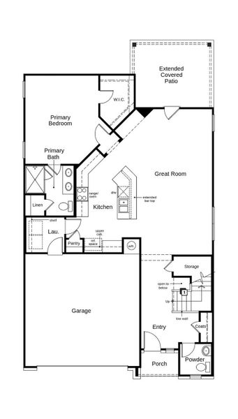 2D floor plan layout of this home in Sonterra - Cool Water, Jarrell, TX (Image 3).