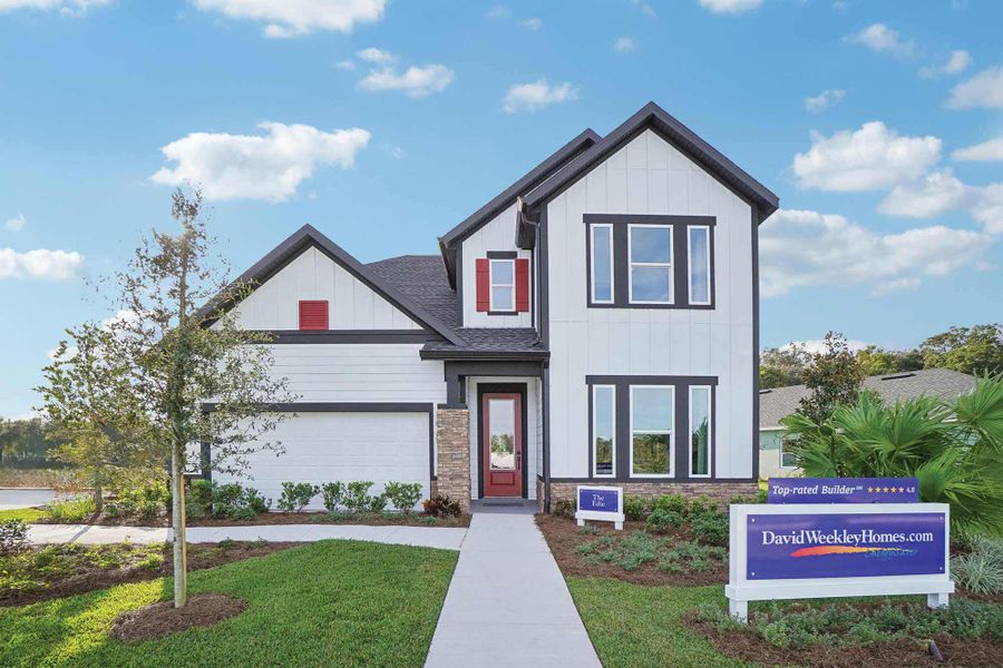 Representative exterior photo of a completed home built from the The Edie by David Weekley Homes in Oakfield at Mount Dora Village Series, Mount Dora, FL (Image 1).