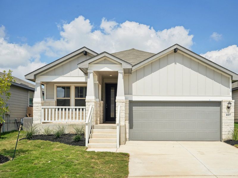 The front exterior of the Allen floorplan at a Meritage Homes community.