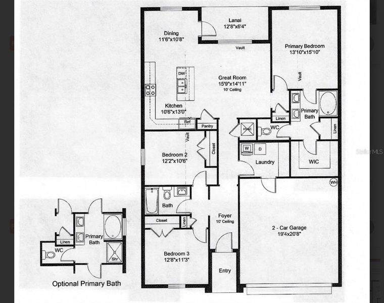 2D floor plan layout of this home in Watercress Cove, North Port, FL (Image 6).