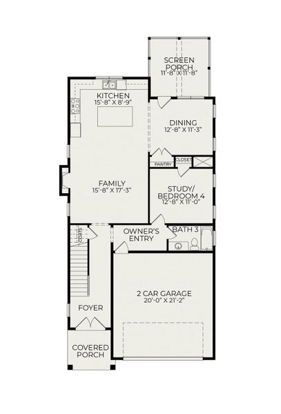 2D floor plan layout for the Meadowmont by Homes by Dickerson in Wendell Falls, Wendell, NC (Image 3). 2D floor plan layout for the Meadowmont by Homes by Dickerson in Wendell Falls, Wendell, NC (Image 3).