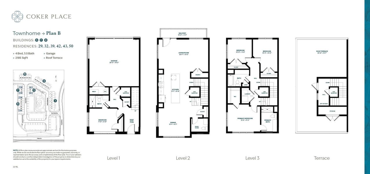 2D floor plan layout for the Plan B by Lock7 Development in Coker Place, Chapel Hill, NC (Image 1).