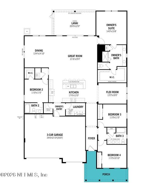 2D floor plan layout of this home in RiverTown, St. Johns, FL (Image 4).