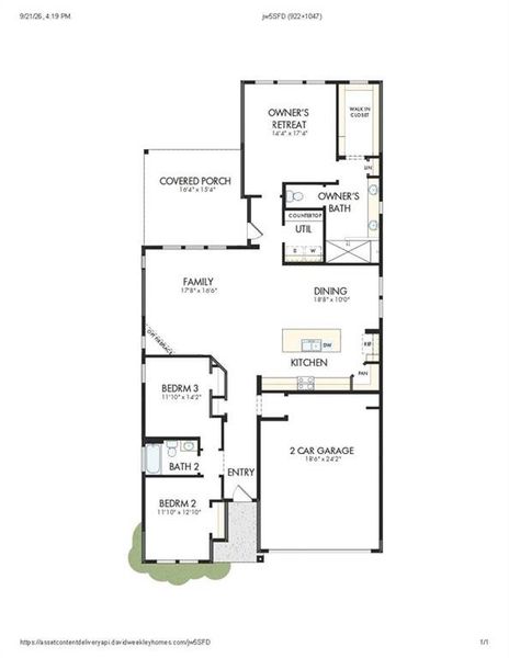 2D floor plan layout of this home in Crescent Pointe at Great Sky, Canton, GA (Image 3).