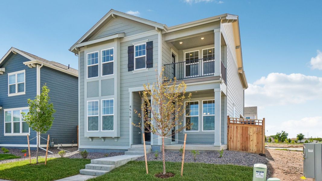 Front exterior of a new home in Timnath Lakes, Timnath, CO, highlighting curb appeal (Image 23). Front exterior of a new home in Timnath Lakes, Timnath, CO, highlighting curb appeal (Image 23).