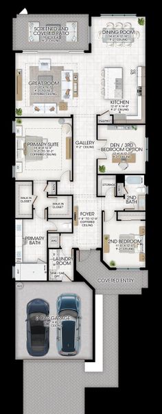 2D floor plan layout for the Sierra II by GL Homes in Valencia Vista at Riverland, Port St. Lucie, FL (Image 4).