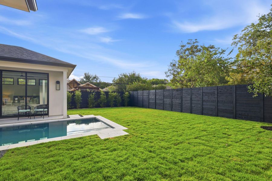 View of backyard from patio of main house
