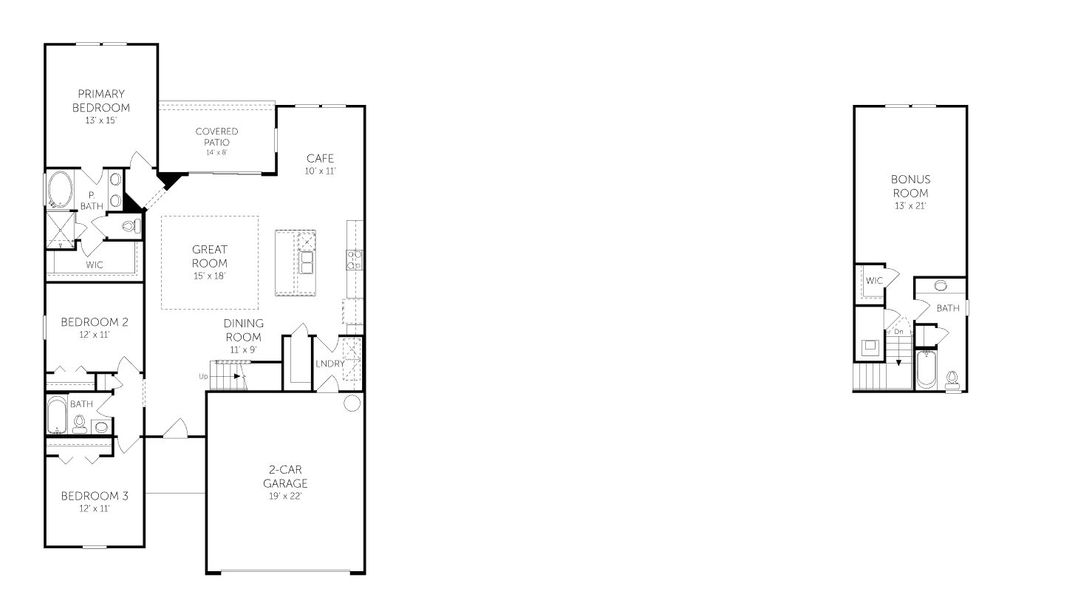 2D floor plan layout for the Camden w/ Bonus - 50' Homesites by Dream Finders Homes in Hyland Trail, Green Cove Springs, FL (Image 3).