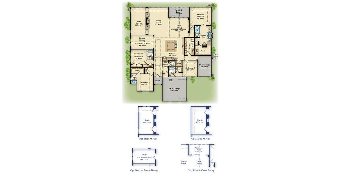 2D floor plan layout for the Dashiell 7101 by Risland Homes in Legacy Gardens, Prosper, TX (Image 3).