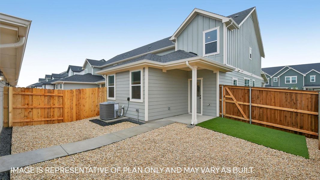 Exterior details and patio area of a home in Avery Centre, Round Rock (Image 3).