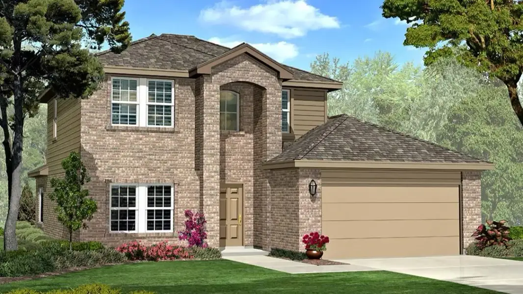 Front exterior of a new home in Yukon Ridge, Odessa, TX, highlighting curb appeal (Image 16).