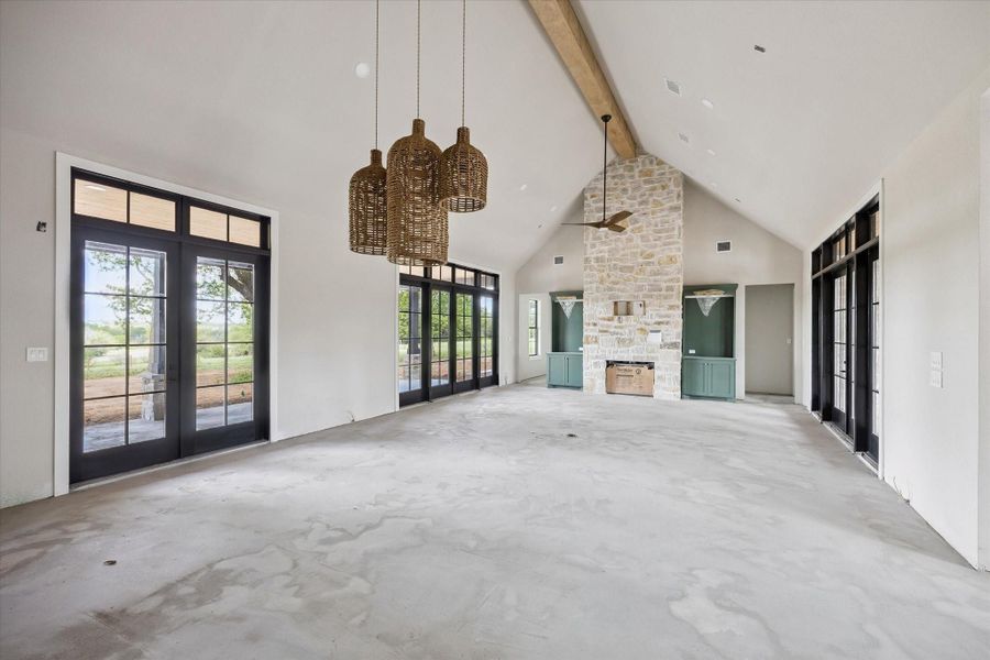 Another view of dining and family room. Floors coming soon.