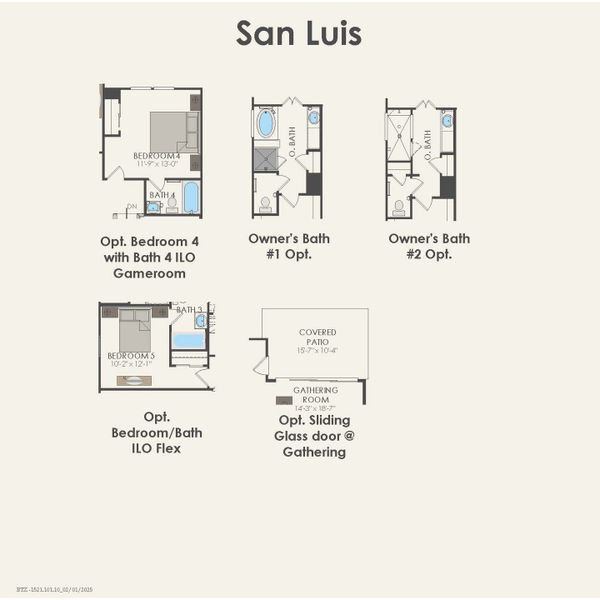 2D floor plan layout for the San Luis by Pulte Homes in Ribbonwood, Aubrey, TX (Image 4).