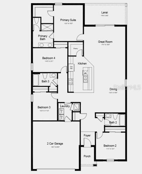 2D floor plan layout of this home in Waterstone, Groveland, FL (Image 2).
