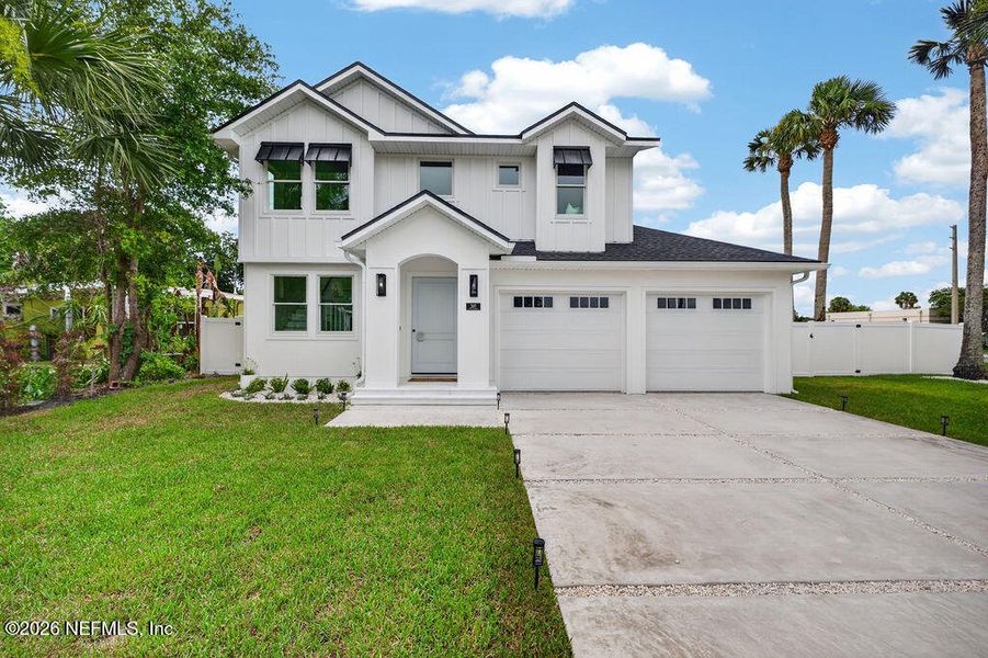 Front exterior of a new home in , Neptune Beach, FL, highlighting curb appeal (Image 2). Front exterior of a new home in , Neptune Beach, FL, highlighting curb appeal (Image 2).