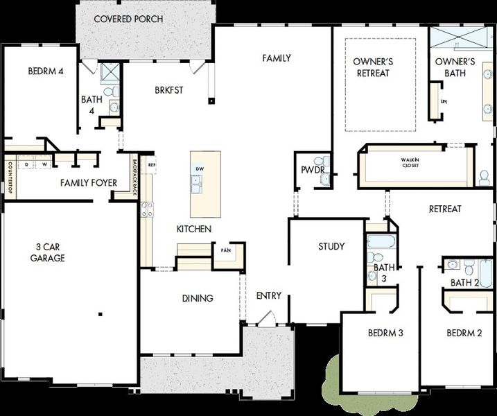 2D floor plan layout of this home in Leander Estates, Leander, TX (Image 4). 2D floor plan layout of this home in Leander Estates, Leander, TX (Image 4).
