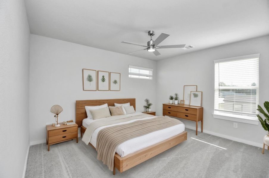 Virtually Staged Secondary Bedroom. Sample photo of completed home with similar floor plan. Actual colors and selections may vary.