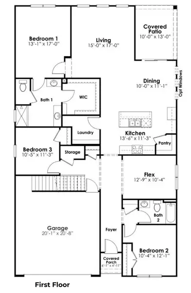 2D floor plan layout of this home in Livingston Woods, Irmo, SC (Image 5).