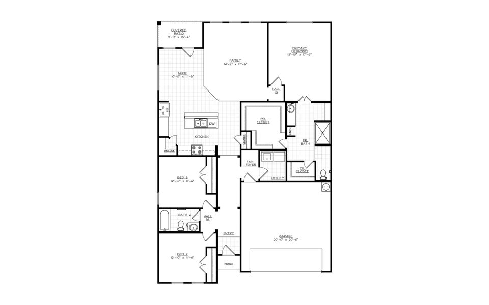 2D floor plan layout for the Basswood II Colony At Pinehurst Signature by Brohn Homes in Colony at Pinehurst, Pinehurst, TX (Image 3).