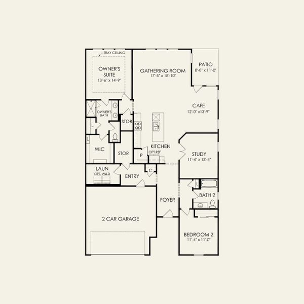 2D floor plan layout for the Bedrock by Pulte Homes in The Retreat at Carolina Ridge, Harrisburg, NC (Image 5).