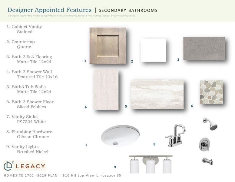 Sample of building materials used in homes in Legacy, Friendswood (Image 13).