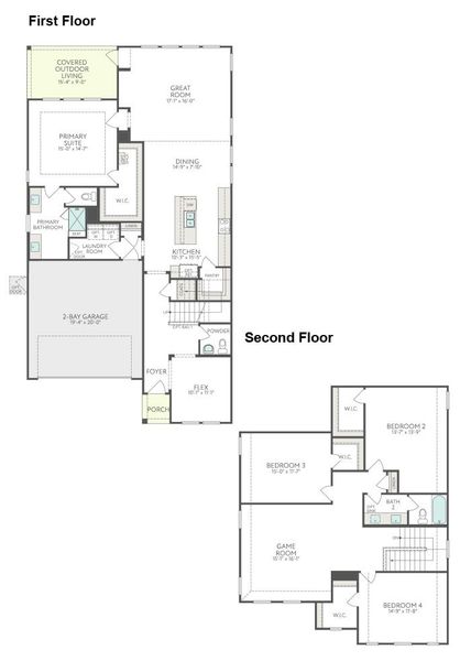 2D floor plan layout for the Willow by Tri Pointe Homes in Landmark, Denton, TX (Image 3). 2D floor plan layout for the Willow by Tri Pointe Homes in Landmark, Denton, TX (Image 3).
