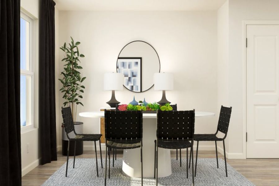 A dining room table with a mirror. A dining room table with a mirror.