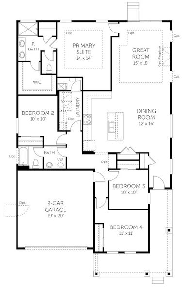 2D floor plan layout for the Newport - Single Family Homes by Dream Finders Homes in Hidden Creek, Frederick, CO (Image 3).