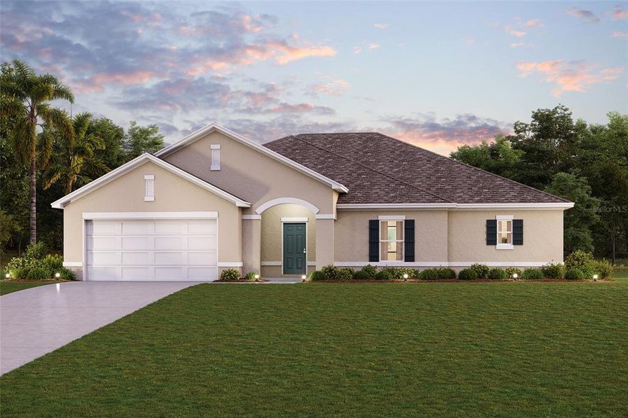 Front exterior of a new home in Sugarmill Woods, Homosassa, FL, highlighting curb appeal (Image 7).