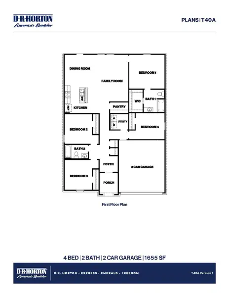 2D floor plan layout for the Plan by D.R. Horton in Watermark, Alvin, TX (Image 3).