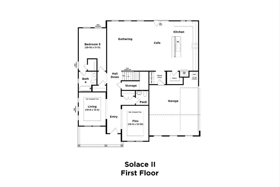 2D floor plan layout for the Solace II by DRB Homes in Northridge Park, Murfreesboro, TN (Image 4).
