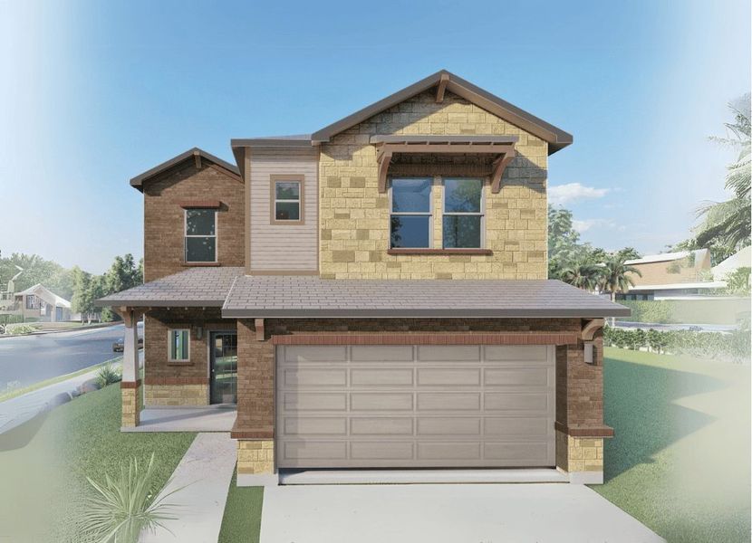 Representative exterior photo of a completed home built from the Laurel by Saratoga Homes in Cypress Oaks North, Cypress, TX (Image 1).