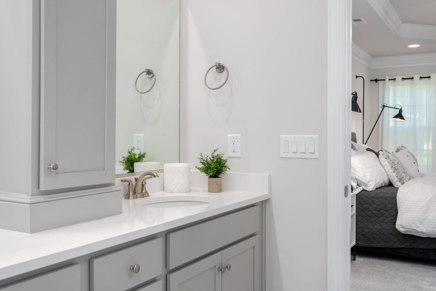 Representative furnished interior of a home built from the Essex by Keystone Homes NC in Weybridge, Burlington (Image 35).