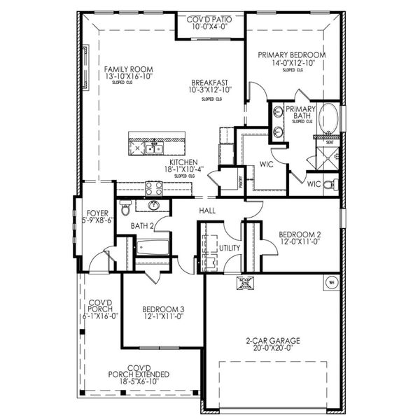 2D floor plan layout for the The Flower by Lillian Custom Homes in Hickory Hill, Sherman, TX (Image 5).