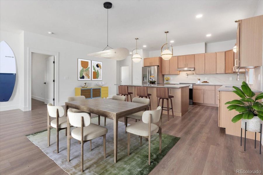 Virtually staged dining area