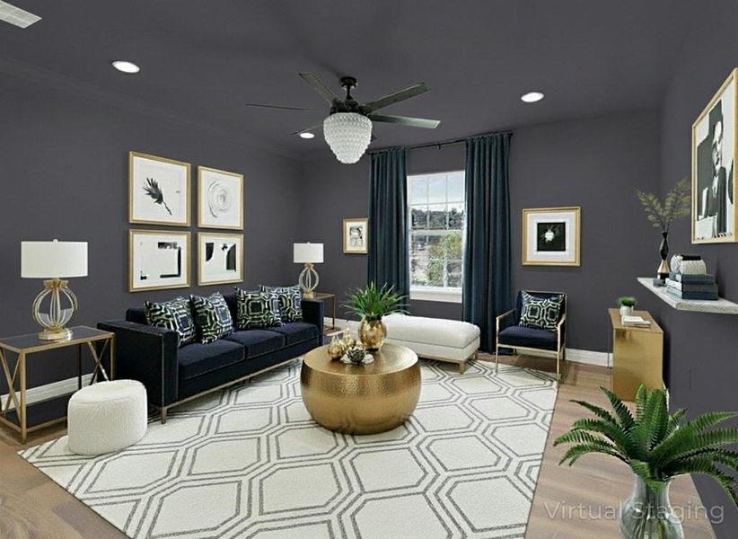 After Photo featuring recessed lighting and ceiling fan