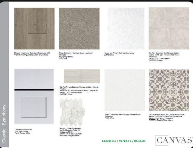 Design Selections.  Home is under construction and selections are subject to change.