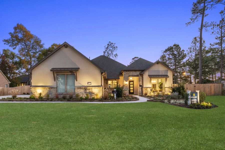 Front exterior of a new home in Stewart’s Forest, Conroe, TX, highlighting curb appeal (Image 1). Front exterior of a new home in Stewart’s Forest, Conroe, TX, highlighting curb appeal (Image 1).