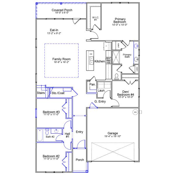 2D floor plan layout of this home in Citadel Point at Southbridge, Sneads Ferry, NC (Image 2).