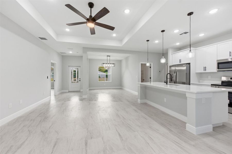 kinchen island with the deep sink,