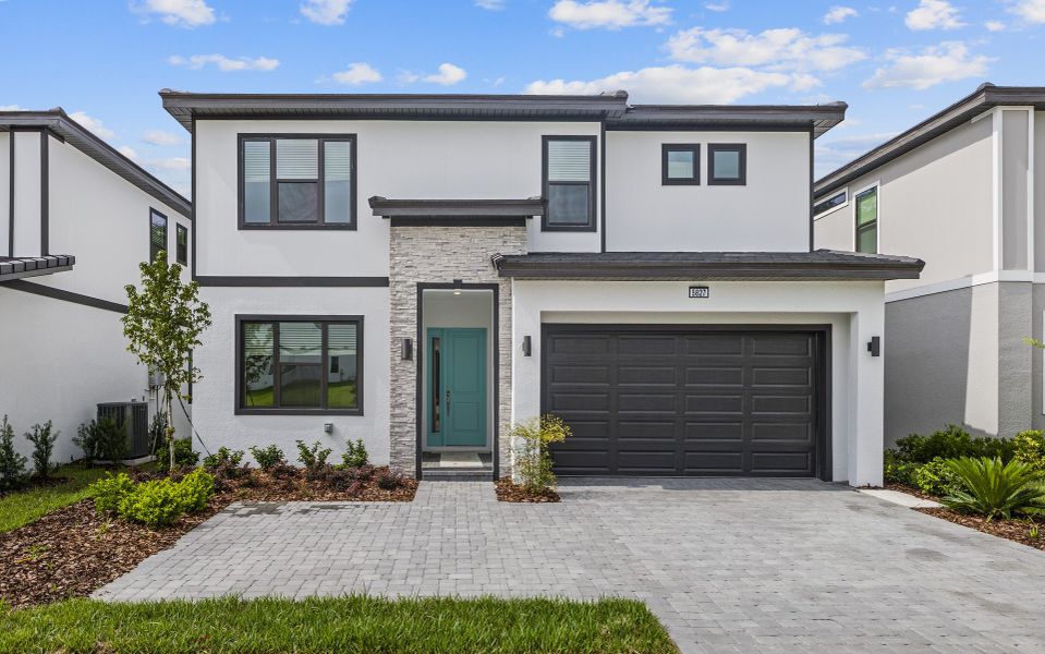 Representative exterior photo of a completed home built from the Aquamarine by Park Square Residential in Paradiso Grande, Orlando, FL (Image 1).