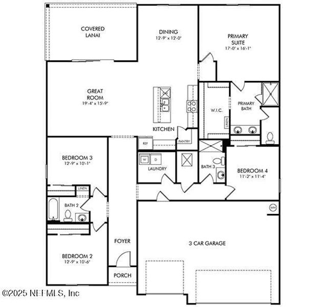 2D floor plan layout of this home in Azalea Creek, Jacksonville, FL (Image 5).