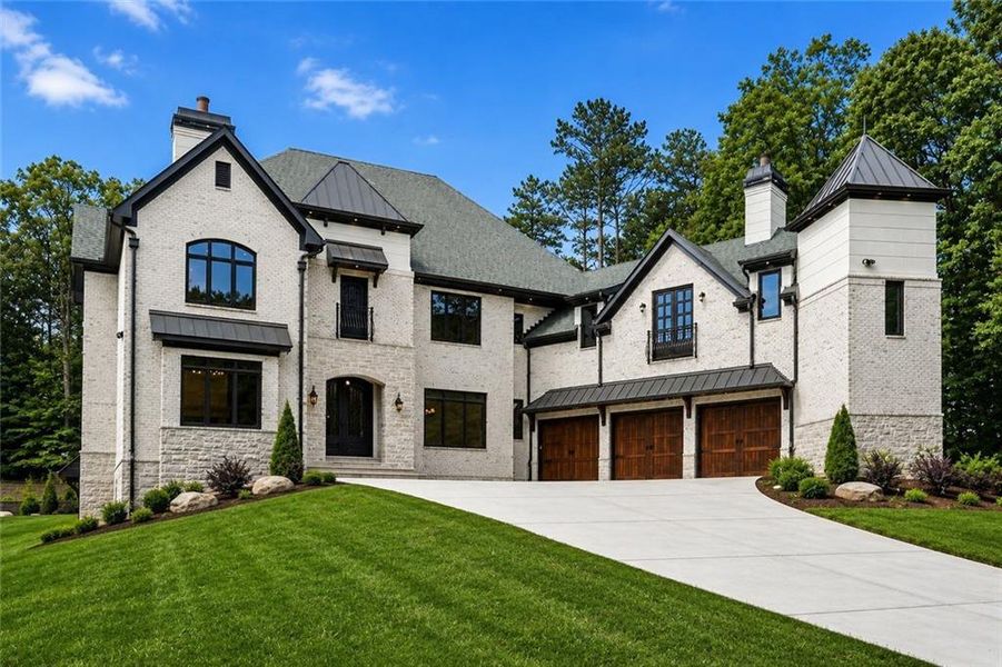 Front exterior of a new home in , Roswell, GA, highlighting curb appeal (Image 29). Front exterior of a new home in , Roswell, GA, highlighting curb appeal (Image 29).