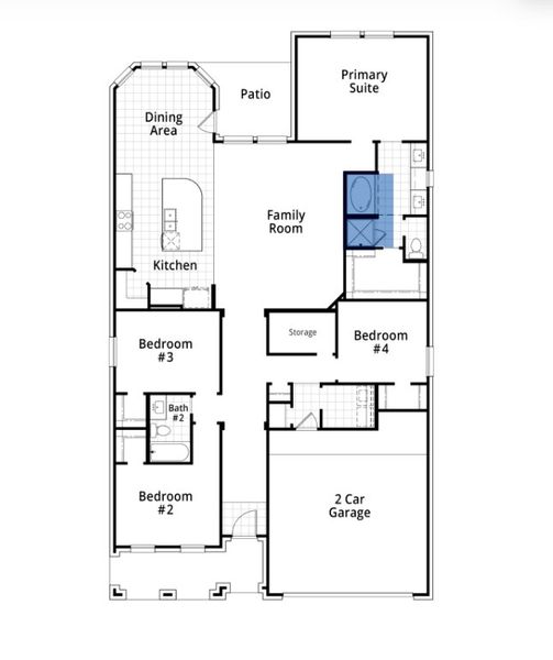 2D floor plan layout for the Amberley by Highland Homes in Monterra, Rockwall, TX (Image 3).