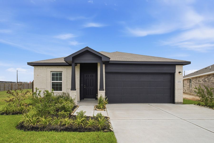 Front exterior of a new home in Harvest Pointe, Needville, TX, highlighting curb appeal (Image 27).