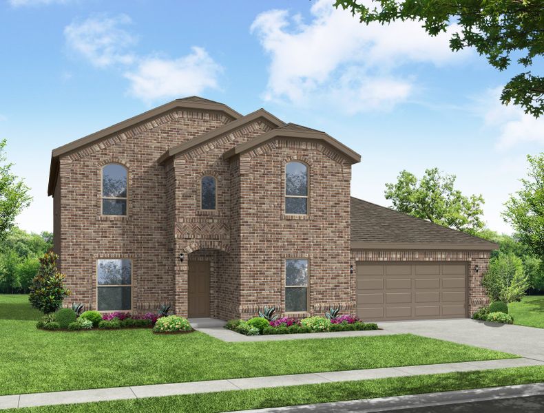 Representative exterior photo of a completed home built from the Radcliffe II by Impression Homes in Mountain Valley Lake, Burleson, TX (Image 6). Representative exterior photo of a completed home built from the Radcliffe II by Impression Homes in Mountain Valley Lake, Burleson, TX (Image 6).