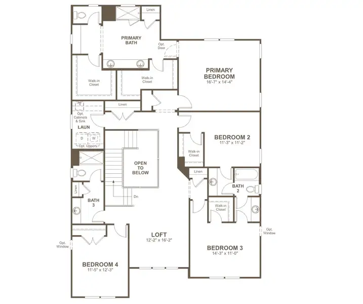2D floor plan layout for the Sage by Richmond American Homes in Estates at Rivers Edge, Parrish, FL (Image 4).