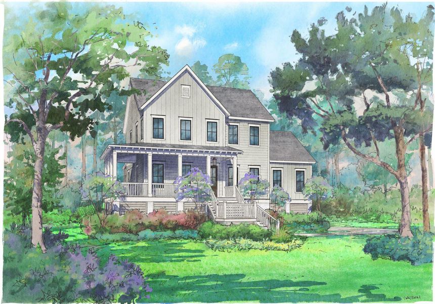 Exterior rendering of this home design in Paradise Island, Awendaw, SC (Image 3).